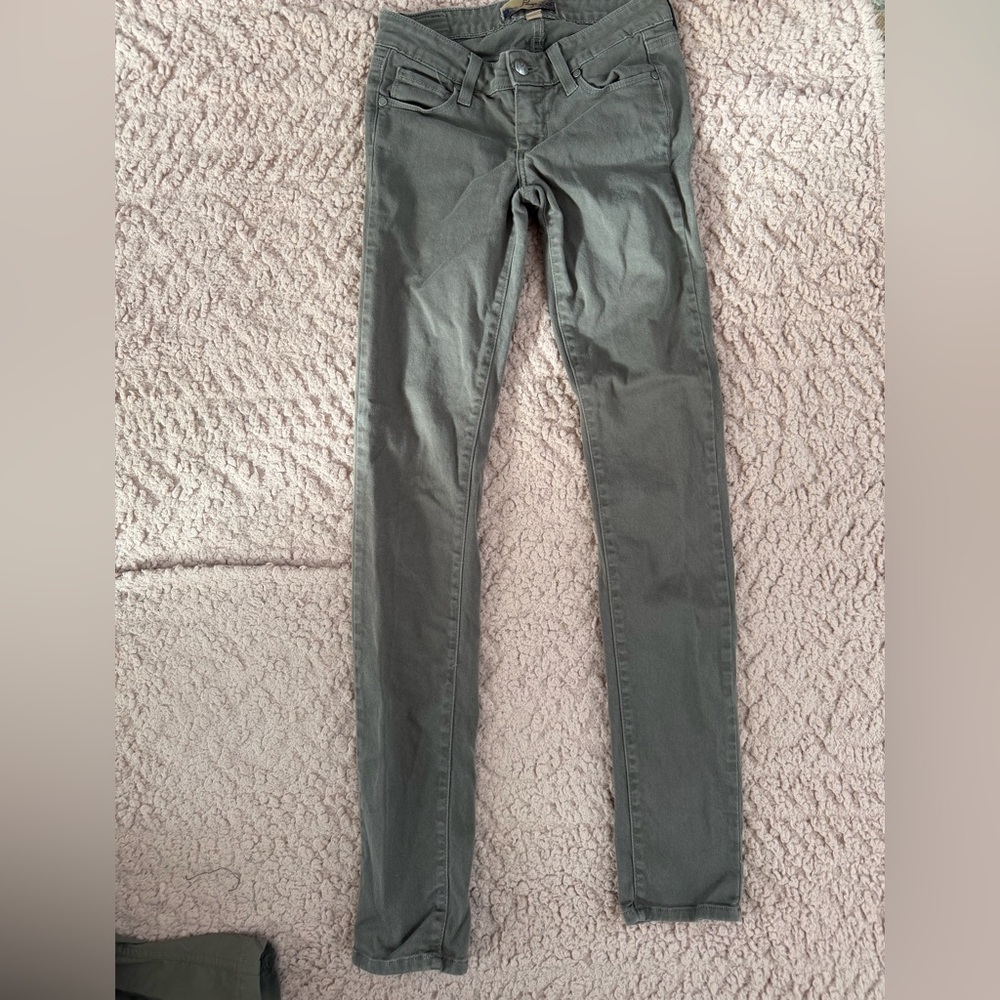 PAIGE Green/Grey Skinny Jeans Size 24 Stretch Denim